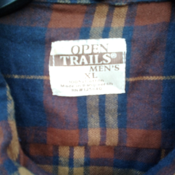 Open Trails Long Sleeve Button Down Flannel Shirt Man's Sz. XL - Picture 4 of 4